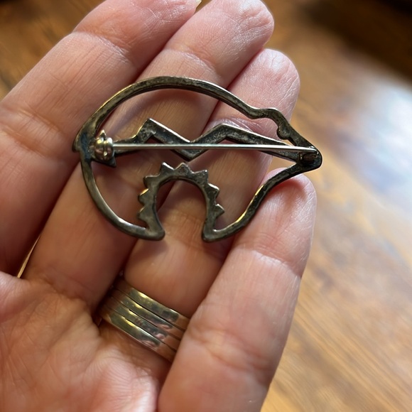 Sterling Silver Bear Pin Brooch 2” - Picture 2 of 2